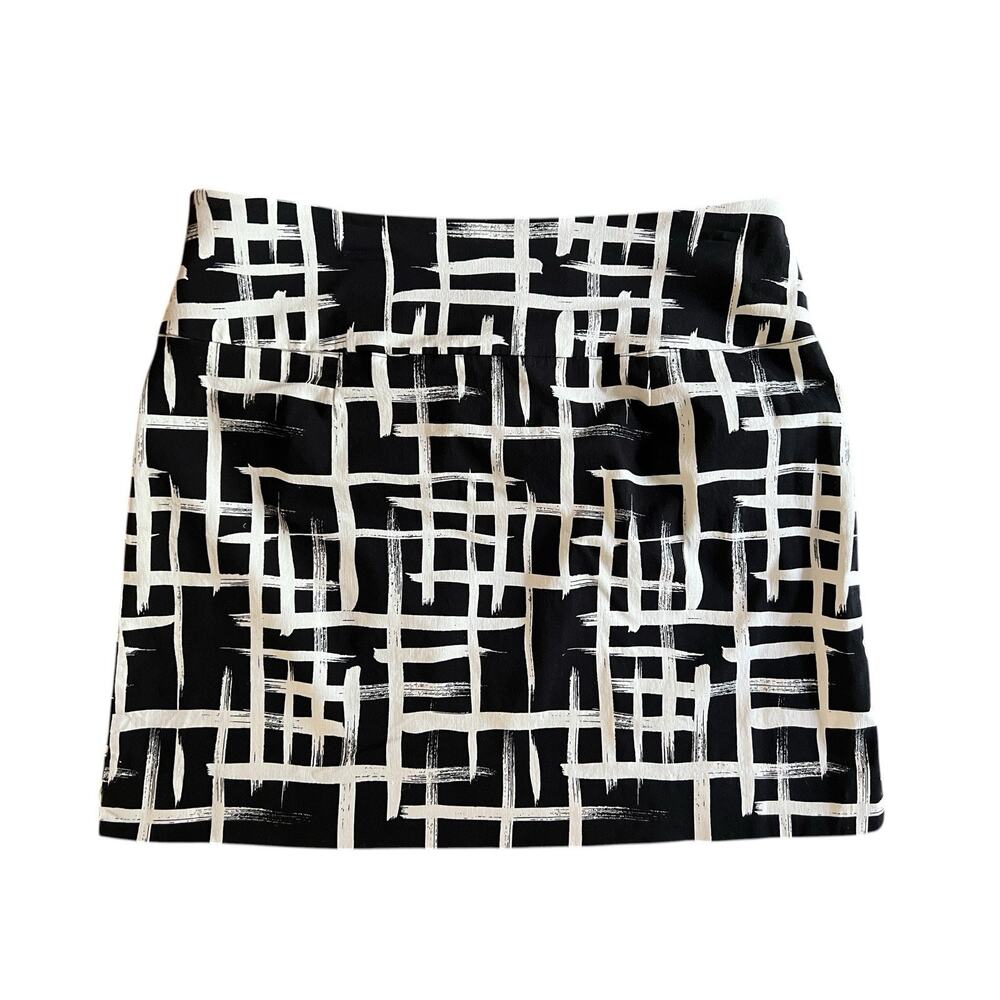 Women's S.C.& CO. Tummy Control Skort Skirt Black And White Geometric Design XXL